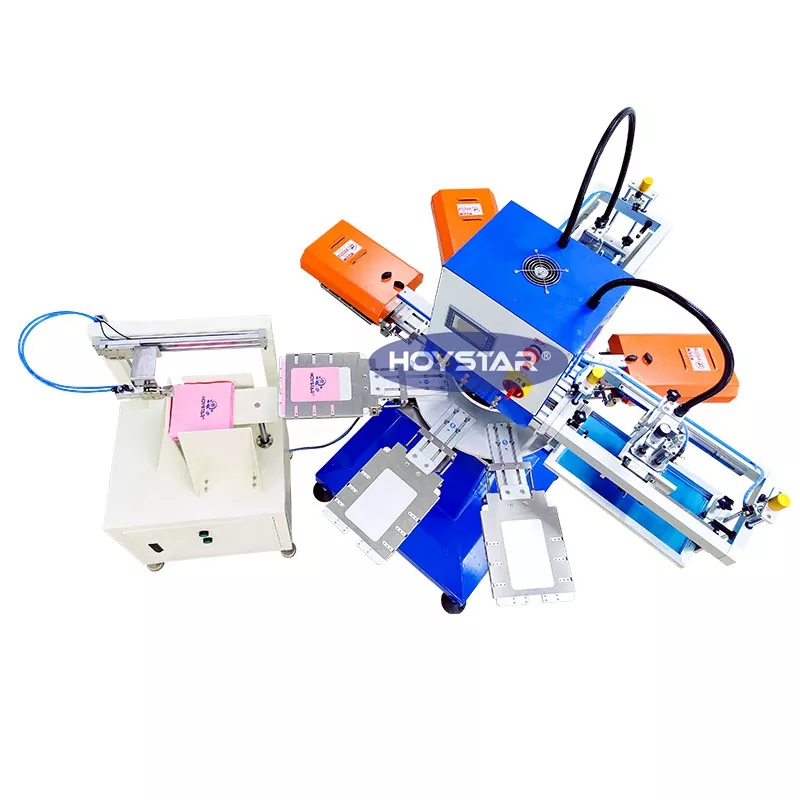 เครื่องพิมพ์สกรีนผ้าเช็ดปาก 2 สีอัตโนมัติ